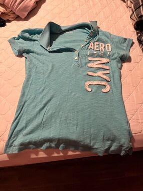 VINTAGE AEROPOSTALE NYC    Girls' Light Blue Polo Shirt